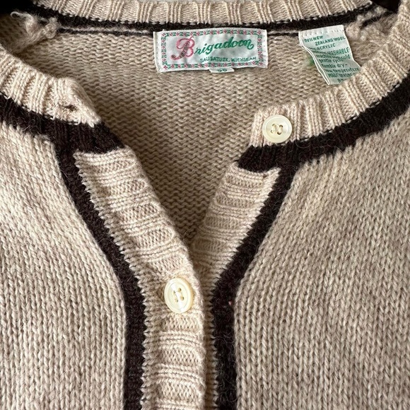 1950s 1960s 60s Vintage Brigadoon Brown Cardigan Two Tone Retro Boho Coquette - Picture 8 of 8